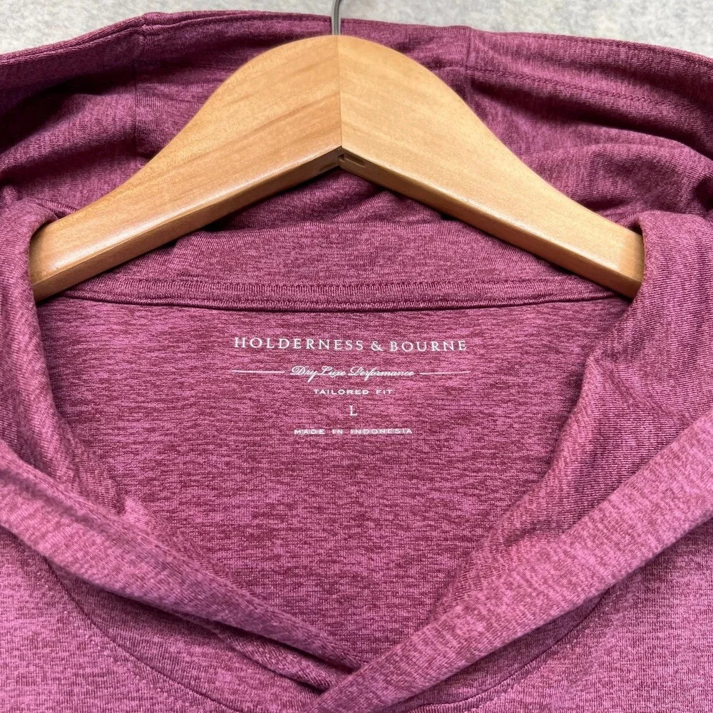 Holderness & Bourne Mens Hideaway Hoodie Pullover Maroon Heather Performance L - Picture 3 of 10
